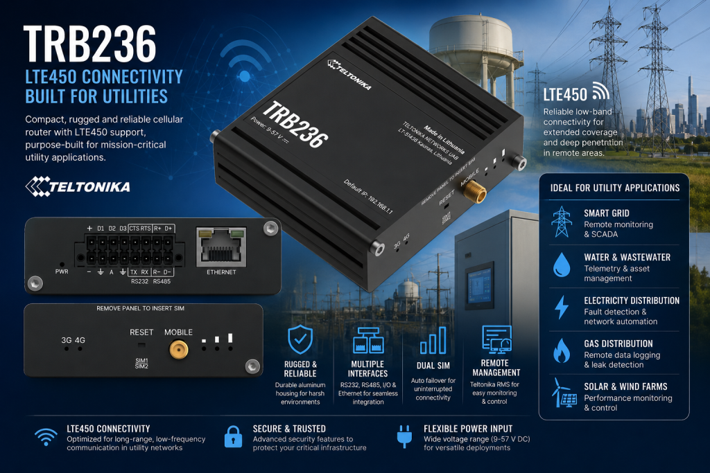 Teltonika TRB236 LTE 450Mhz IoT Cellular Gateway